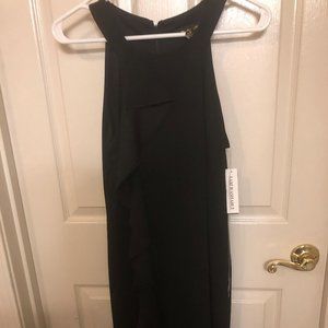 Asymetrical Flutter Sleeveless Black Dress 6 NWT